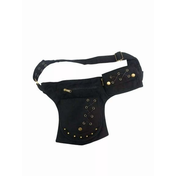 Narayani Crafts Unisex Fanny Pack Utility Waist Bag Cotton Canvas Hip Belt with Pouch Pockets