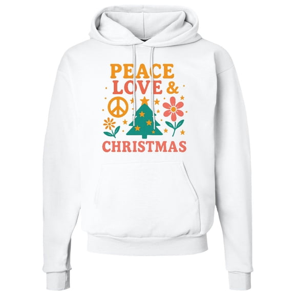Inktastic Peace Love & Christmas Tree Holiday Design Adult Hoodie Sweatshirt
