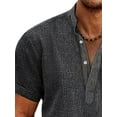 thumbnail image 3 of Gomelly Men T Shirt Button Neck Summer Shirts Hawaiian Tops Mens Casual Vacation T-shirt Lapel Tee Black S, 3 of 4