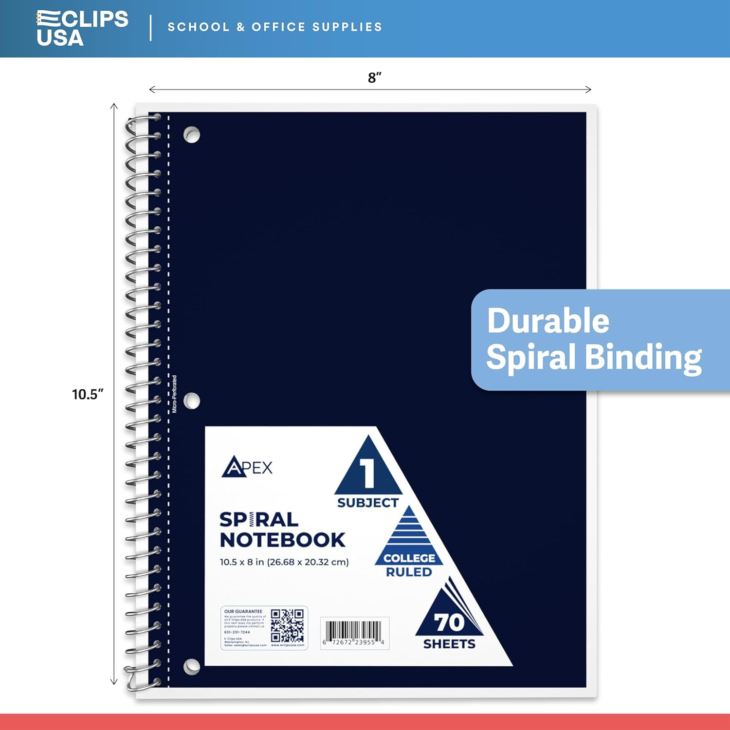 VEEBOOST 70-Sheet College-Ruled Spiral Notebook with Perforated Sheets, 6 Assorted Colors, 12-Pack