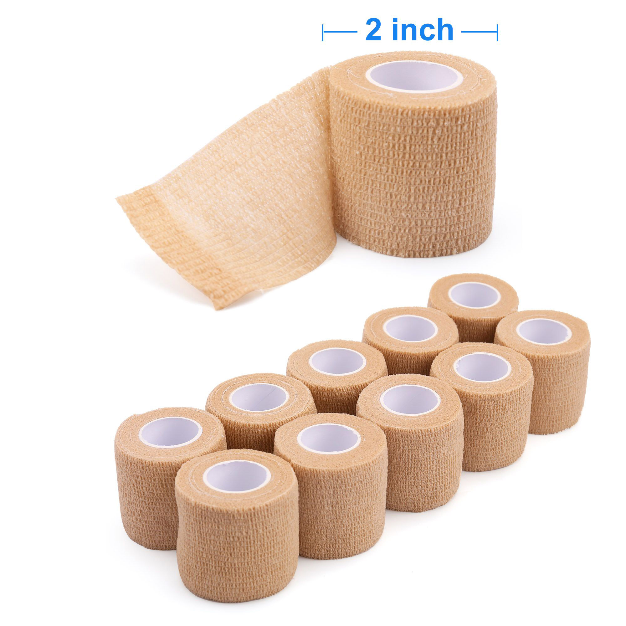 LotFancy 12 Pack Self Adherent Bandage Wrap, 2 in x 5 Yards Non-Woven  Fabric Medical Tape 