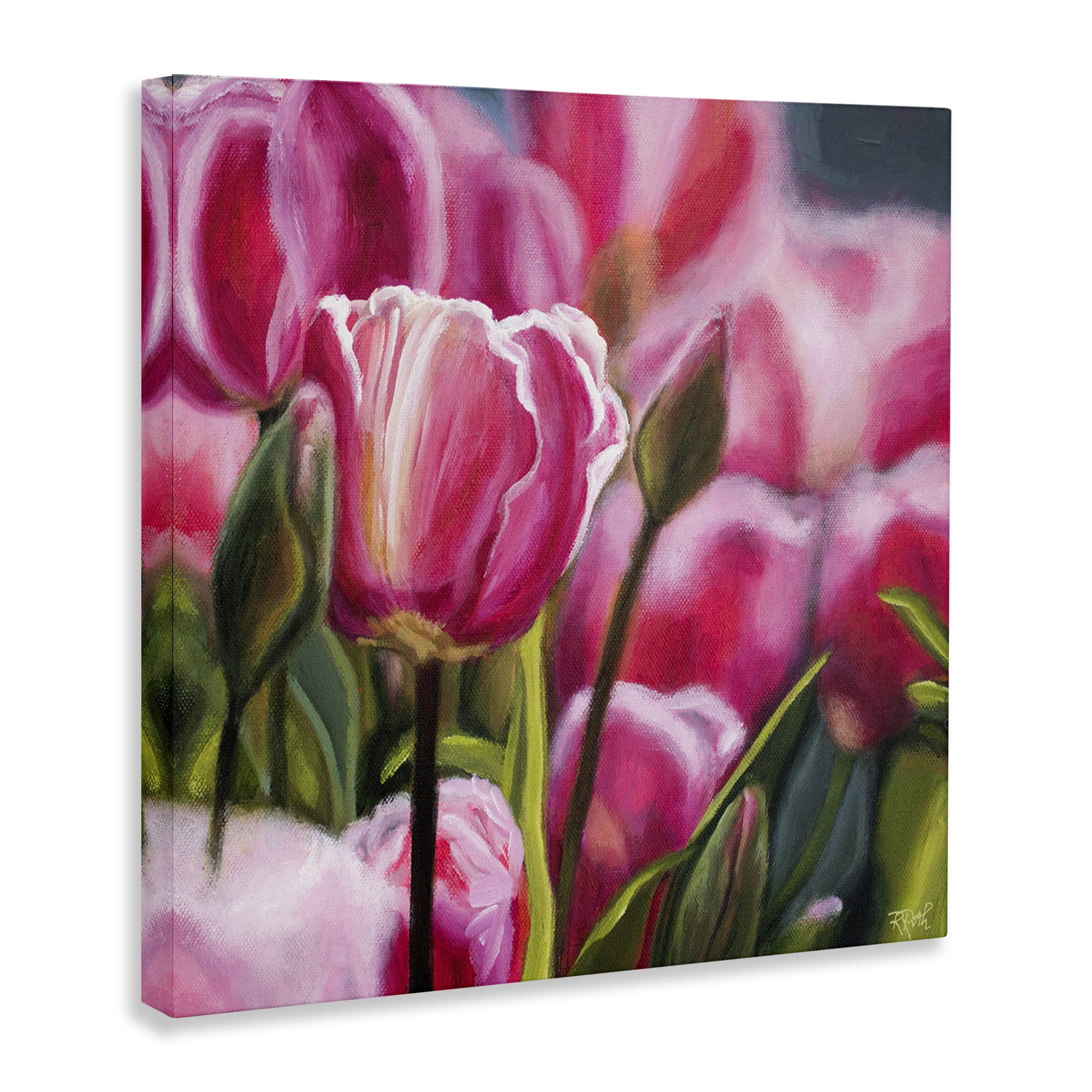 Stupell Industries Pink Tulips Garden Plants & Flowers Painting Wrapped Canvas Art Print Wall Art, 24 x 24