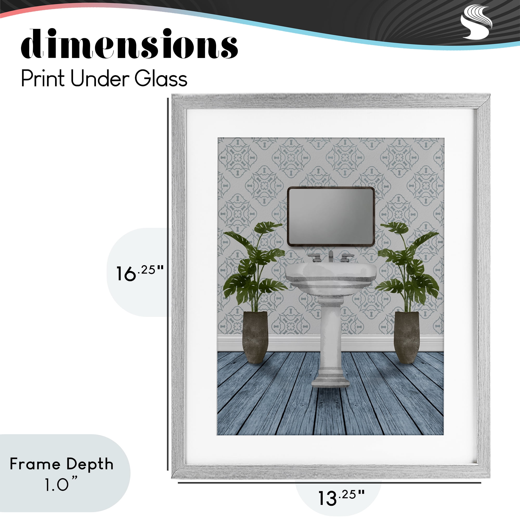 Stupell Industries Restful Wash Plants & Sink Gray Framed Print Under Glass, design by Marcus Prime