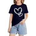 thumbnail image 4 of Girls Short Sleeve T Shirts Kids Boys Crew Neck Casual Loose Tops Rolled Cuff Cute Hearts Print Basic Summer Tees 2‐13 Years, 4 of 5