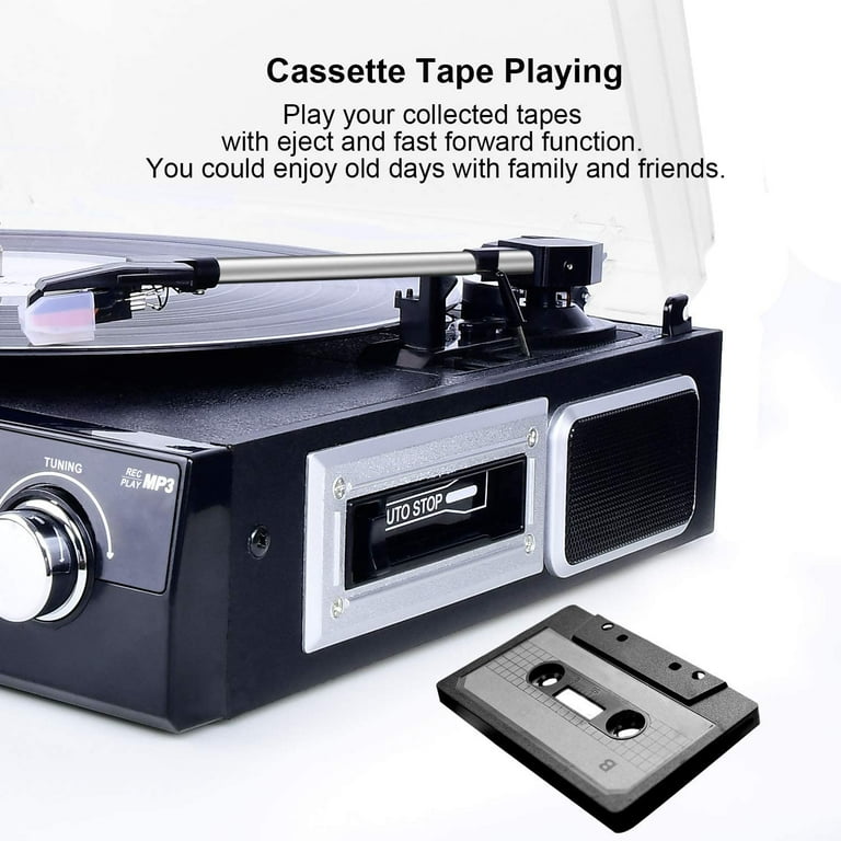 EYESEN Vinyl/LP Turntable Record Player,Bluetooth, AM&FM Radio, Cassette Tape, Aux in, SD Encoding & Playing MP3/ Built-in Stereo Speakers, 3.5mm EYESEN Vinyl/LP Turntable Record Player,Bluetooth, AM&FM Radio, Cassette Tape, Aux in, SD Encoding & Playing MP3/ Built-in Stereo Speakers, 3.5mm