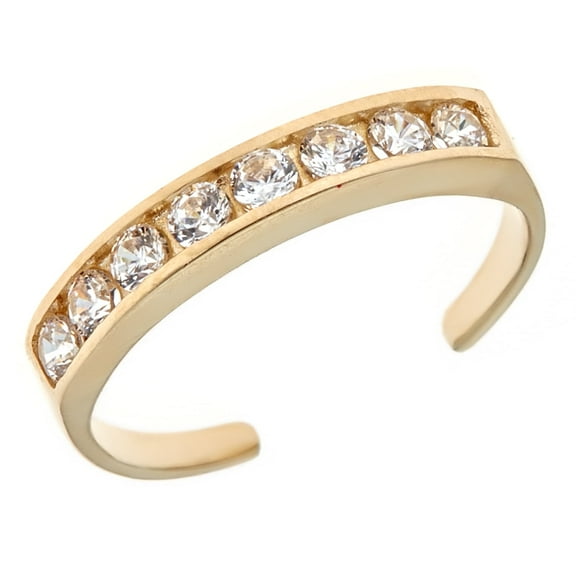 Ritastephens 10k Yellow Gold Band Cubic Zirconia Toe Ring, Gift Box