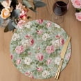 thumbnail image 3 of White Pink Flower Round 13 Inch Placemats Set of 2, Shabby Chic Spring Vintage Leaf Green HeatResistant Non Slip Place Mats for Dining Table, Wipeable Braided Kitchen Table Mats for Housewarming, 3 of 9