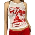 thumbnail image 2 of Qiylii Women's Tank Tops, Face Portrait Print Round Neck Sleeveless T-Shirts, 2 of 5