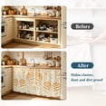 thumbnail image 4 of Orange Beige Abstract Cabinet Curtain 35"Wx35"L, Dustproof Under Sink Skirt with Self Adhesive Tape, Modern Ombre Vintage Art Cabinet Curtain Cover for Kitchen Sink, Bathroom Vanity, Laundry Room, 4 of 9