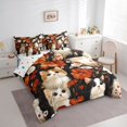 thumbnail image 2 of jejeloiu Cute Cat Wildflower Garden 7 Pieces Bedding Comforter Set Kids,Floral Kitten Print Full Bedding Set For Girls,Reversible, 2 of 7