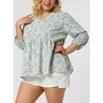 thumbnail image 2 of Blusas de talgrande pamujer Blucon volantes y péplum floral con cuello en V y estampado floral Ditsy LavanXXL, 2 of 6