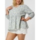 thumbnail image 2 of Blusas de talgrande pamujer Blucon volantes y péplum floral con cuello en V y estampado floral Ditsy LavanXL, 2 of 6