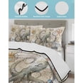 thumbnail image 4 of Quilts Full Size, Coastal Octopus Soft Comforter Bedding Set for Bed, Vintage Nautical Summer Beach Starfish Lightweight Quilted Bedspread with Pillow Cover(2 Pieces) for All Season, 78x90 Inch, 4 of 6