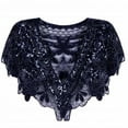 thumbnail image 3 of Women1920 Shawl Wrap Art Deco Sequin Beaded Evening Cape Bolero Flapper Cover Up, 3 of 9
