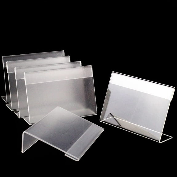 Airgoesin 20pcs Acrylic Sign Display Holder Price Name Card Label Slant Back Tag Stand 9cmx6cm