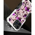 thumbnail image 4 of Case and Pouch Bundle for iPhone 14: Heavy Duty Armor Rugged Case (Purple Pink Flowers) and Vertical Rugged Nylon Belt Holster, 4 of 9