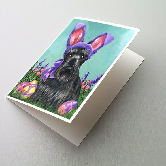 Scottie Easter Bunny Greeting Cards and Envelopes Pack of 8