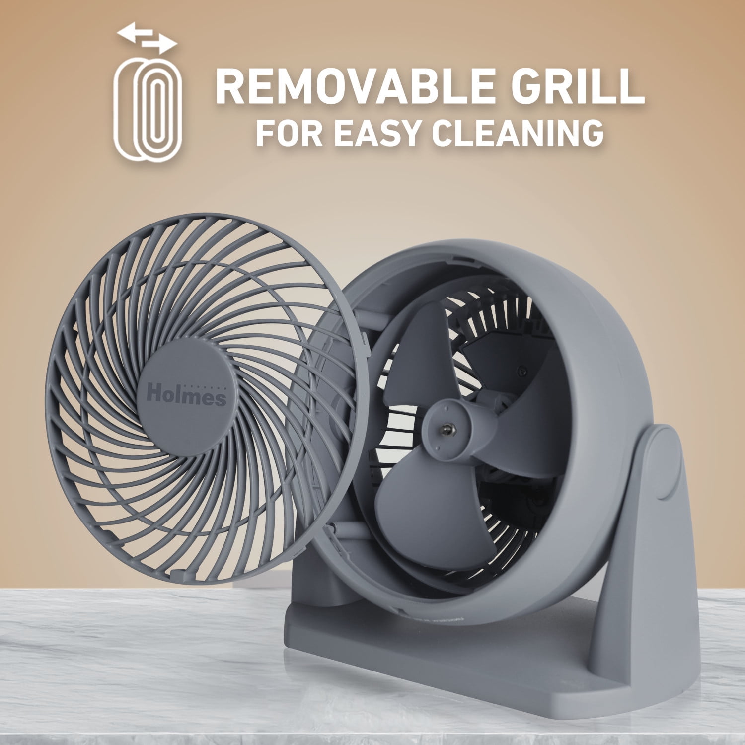 Holmes Blizzard 3-Speed Air Circulator Fan, 90° Adjustable Tilt, Removable Grill, Gray, 14086