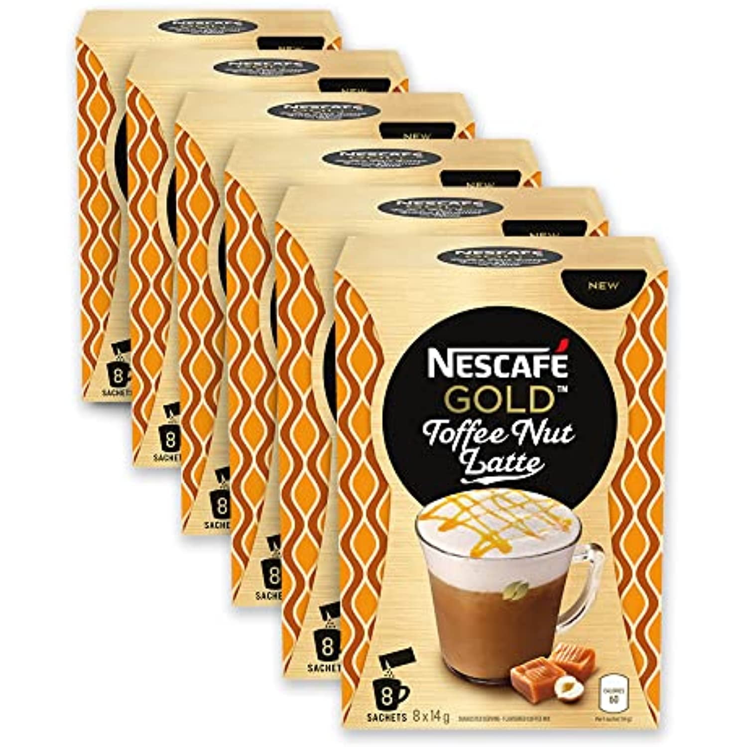 Nescafe Gold, Toffee Nut Latte Coffee, 8 X 14 G, 6 Count, {Imported