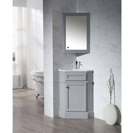 Stufurhome Hampton Grey 27 Corner Bathroom Vanity With Medicine Stufurhome Hampton Grey 27 Corner Bathroom Vanity With Medicine Cabinet