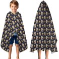 thumbnail image 3 of Dark Blue Bigfoot Pattern Hooded Bath Towel，50"x30" for Ages 3 To 12 Kids, Quick Dry Lightweight Soft Microfiber Hood Beach Towel Cover Up for Kids, 3 of 7