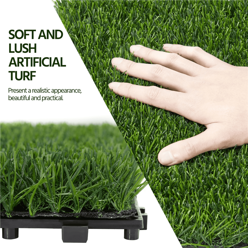 Renwick Green Interlocking Turf Mats, 27 Pack Artificial Grass Tiles, Durable Polyethylene