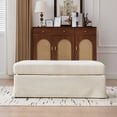thumbnail image 3 of Xukmct Modern Rectangle Bench with Metal Legs, Upholstered Chenille Ottoman for Living Room Bedroom Entryway and Office, Beige, 3 of 8