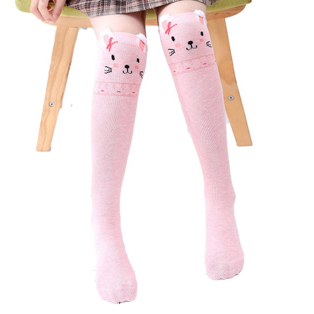 KYAIGUO 1 Paire de Chaussettes Hautes pour Filles Enfants 3-12T Bottes Longues Rigolotes