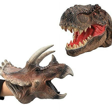 JoltMemori Dinosaur Toys for Kids Soft Dinosaur Hand Puppet Jurassic World Toys (T-Rex and Triceratops)