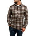 thumbnail image 3 of Josdec Men Classic Plaid Flannel Button Down Shirt, Turndown Collar Long Sleeve Overshirt Jacket, Warm Fall Winter Casual Layering Shacket Tops S-XXL, 3 of 9