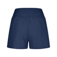 thumbnail image 5 of ZHYou High Waist Shorts for Women Smocked Waistband Casual Loose Fit Linen 5 Inch Summer Pull On Shorts with Pockets,Navy,Size S, 5 of 9