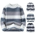 thumbnail image 4 of qucoqpe Mens Fashion Mink Fleece Sweater Color Block Casual Long Sleeve Crewneck Knit Pullover Shirts, 4 of 4