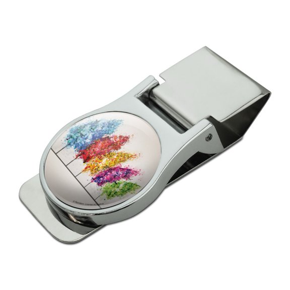 Row of Colorful Rainbow Trees Bending in the Wind Satin Chrome Plated Metal Money Clip