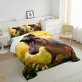 thumbnail image 4 of Full Size Dinosaur Bedding Set Dino Comforter Set, Jungle Dino Bed Set Tyrannosaurus Rex Down Comforter, 3D Animal Quilted Duvet Yellow Gray 3pcs, 4 of 5