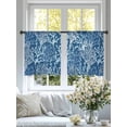 thumbnail image 3 of Navy Blue Coral Coastal Sheer Curtains 45 Inch Length 2 Panels Set, Ocean Nautical Seaside Beach Voile Window Treatment Rod Pocket Small Kitchen Curtains Drapes for Bedroom 52"x45"x2, 3 of 7