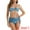 Blue, variant on DARING DIVA Women's Floral Print Bandeau Bikini Sets 3 Pieces XL Blue