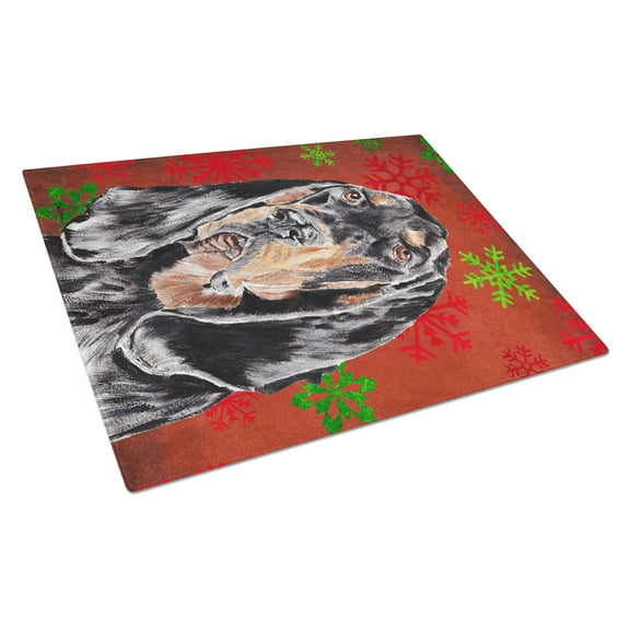 Caroline's Treasures Coonhound Red Snowflake Christmas Glass Cutting Board Large