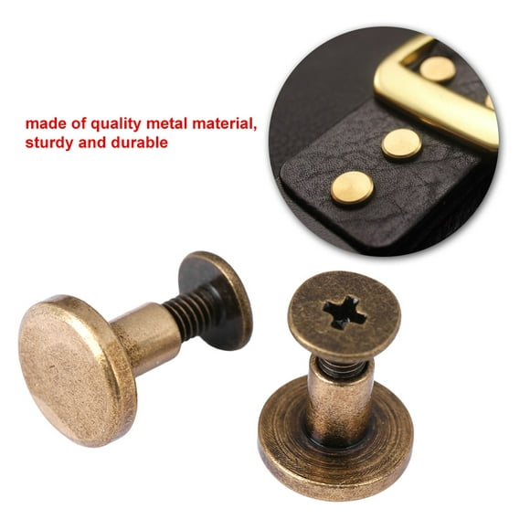 Garosa 20pcs Flat Head Copper Brass Screws Nuts Nails Rivets Leather Cap Accessory, Brass Rivets, Copper Rivets