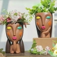 thumbnail image 4 of Resin Head Planter Pots for Succulents - Decorative Face Planters with Drainage Holes, Cute Thinking Girl Design for Indoor Plants, Office Desk Decor, and Home Garden Accessories, 4 of 4