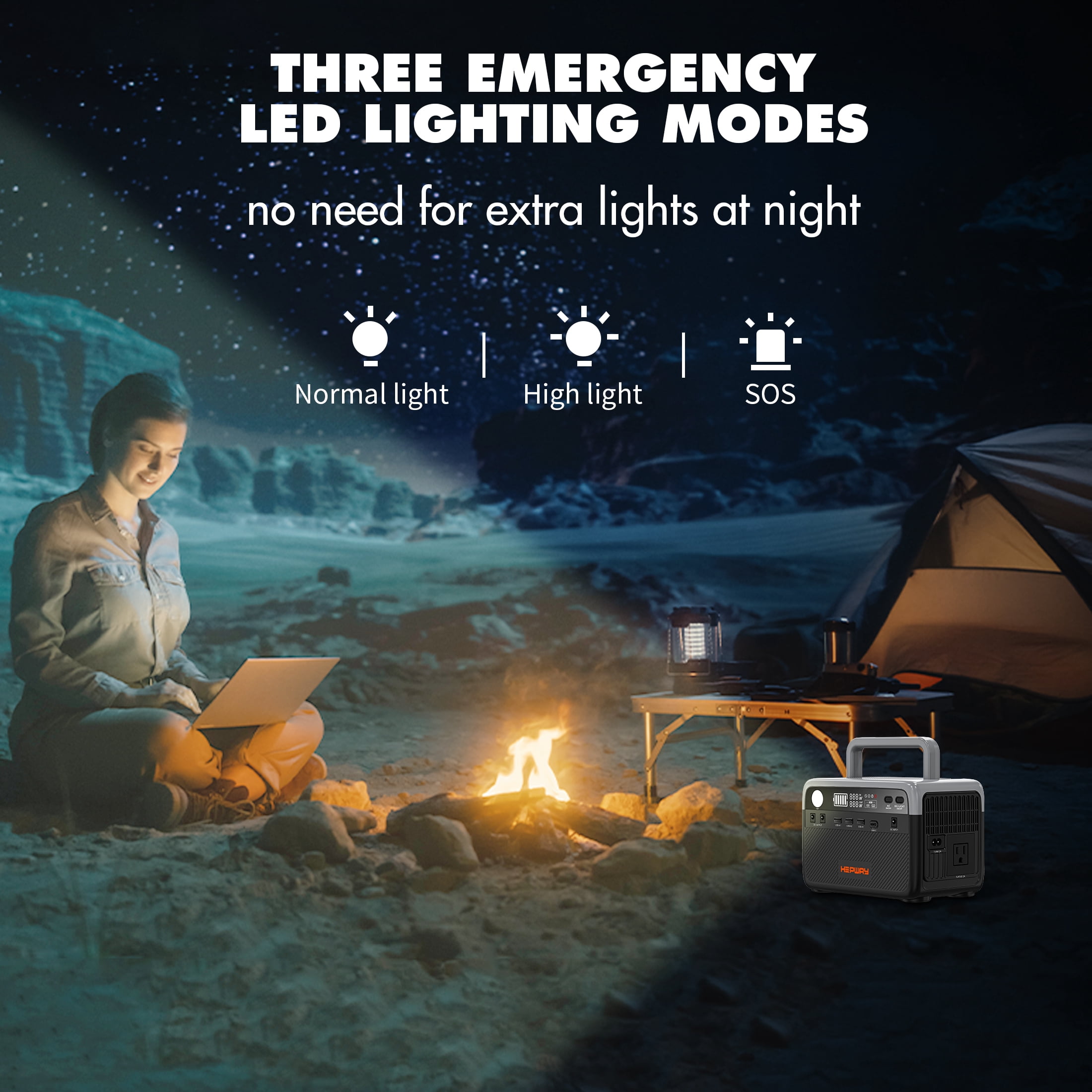 Hepway H30 Portable Power Station,300W Solar Generator,288Wh  LiFePO4 Battery,2 AC 120V Outlets,PD 100W USB-C Output w/ LED, 90000mah Power Bank for Hurricane Emergency Outdoor Camping RVs Home Use