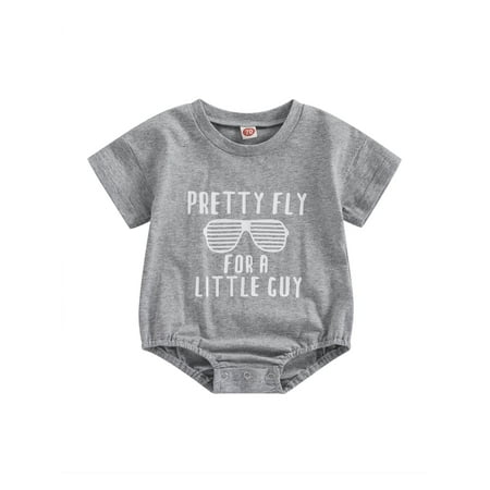

Newborn Baby Boy Girl Summer Outfit Crew Neck Letter Print Onesie Romper Short Sleeve Jumpsuit Cute Toddler Clothes