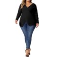 thumbnail image 2 of GRACE & GRANDEUR Women's Plus Size Knit Deep V Neck Wrap Curvy Pullover Sweaters 1X Black, 2 of 6