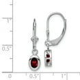 thumbnail image 2 of 925 Sterling Silver Oval Garnet Leverback Earrings Drop Dangle, 2 of 6