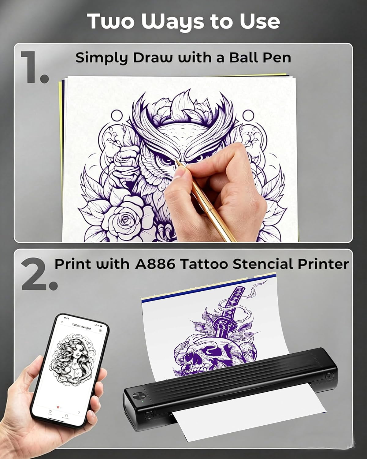Itari Tattoo Transfer Paper 100 Sheets A4 Size, Tattoo Stencil Transfer Paper for DIY, Tattoo Tracing Paper for Artists & Beginners