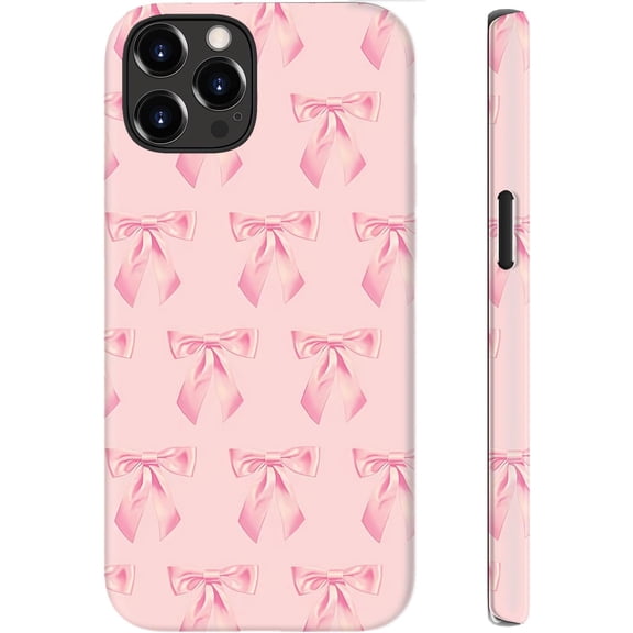 for iPhone 12/iPhone 12 Pro Case Cute–Wireless Charging Compatible – Dual-Layer Hard Shell   Silicone Cover - Trendy Floral Design – Protective Phone Case for Women - Coquette Pink Ribbons