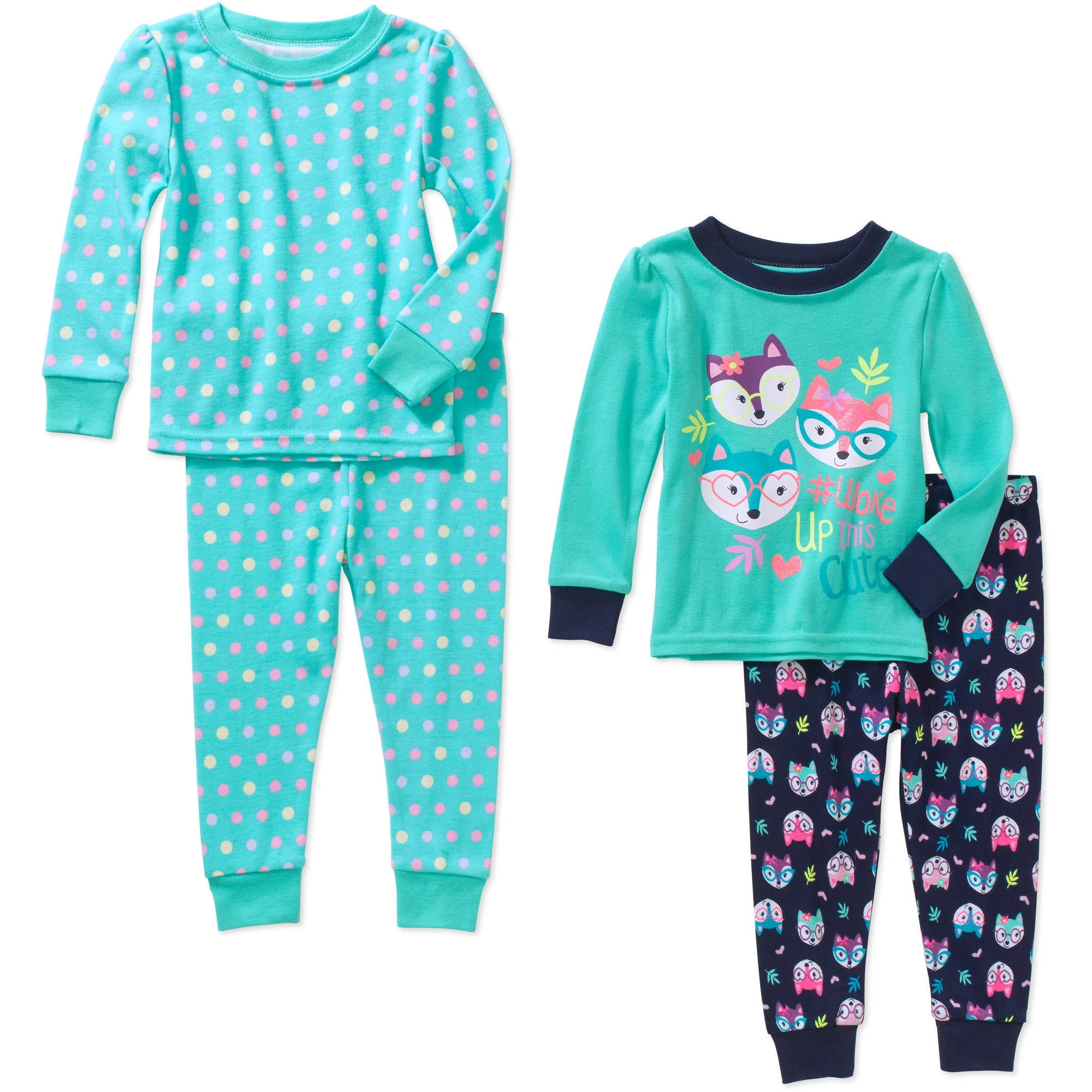 Baby toddler girl cotton tight fit pajamas, 4piece set
