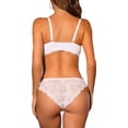 thumbnail image 3 of Unique Bargains Women's Lace Bra and Panty Set Wireless Bralette Lingerie Sets 36 B White, 3 of 6