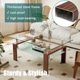 thumbnail image 4 of QJTC Rectangle Glass Coffee Table with Storage Shelf, Clear Coffee Table with Walnut Metal Legs for Living Room, 4 of 10