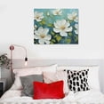 thumbnail image 4 of COMIO  White Flowers Wall Art Canvas Magnolia Teal Floral Thick Textured Picture Gold Turquoise Blue Painting Artwork Framed for Living Room Bedroom Bathroom Home Office Wall Decor, 4 of 4