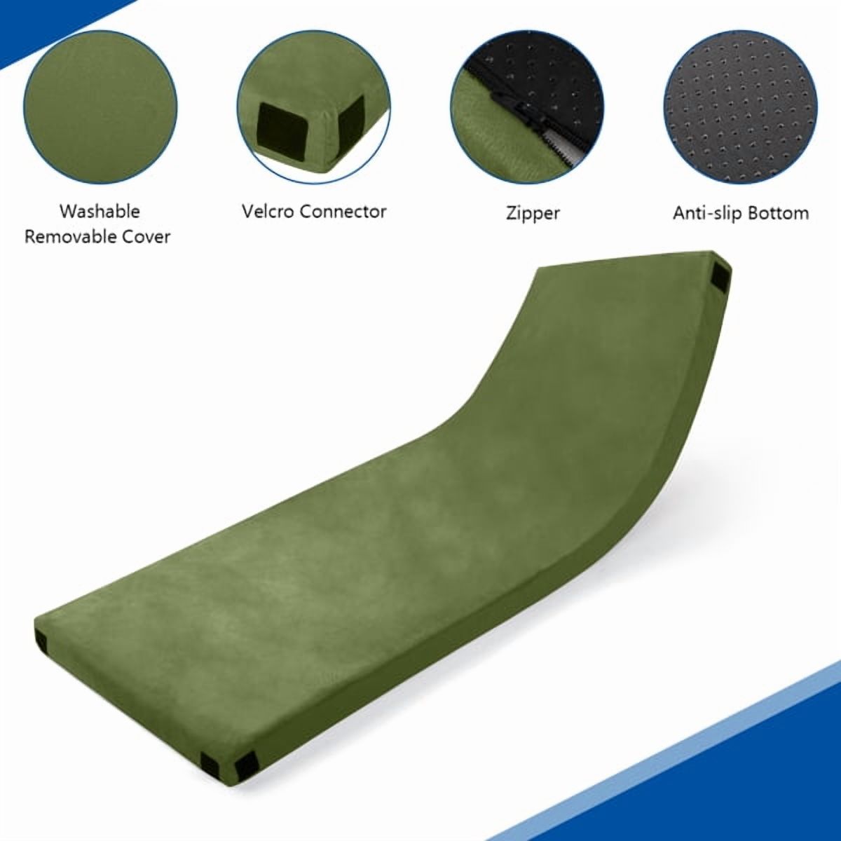 Alvantor 2.5 Inch Memory Foam Floor Mattress, Roll up Sleeping Pad with Carry Bag, Portable Guest Bed, Army Green, 75 x 30 in